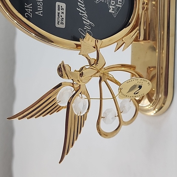NWT Mascot Inc 24K Gold Plated Austrian Crystal Delight Angel's and Frame - Picture 5 of 16